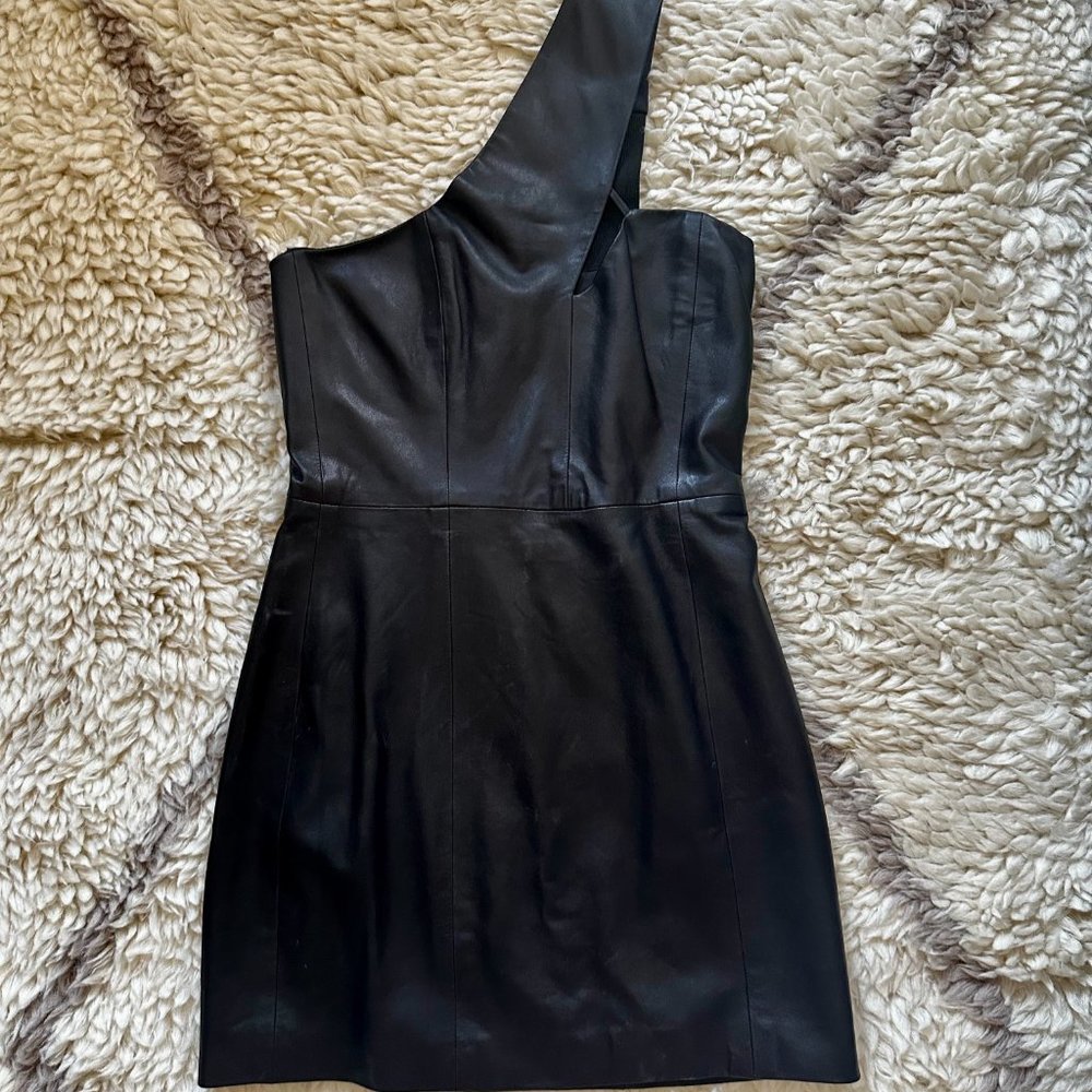 Mason Black Leather Mini Dress - Picture 4 of 13